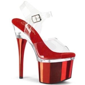 PLEASER | NWT RED PLATFORM STILETTO HEELS